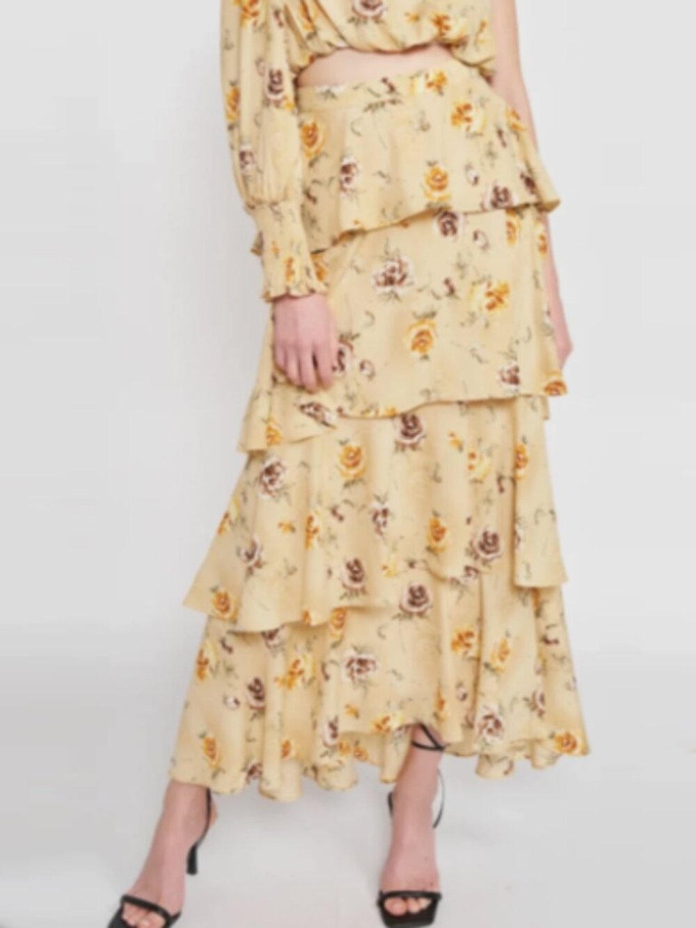 EN SAISON | Celia Floral Ruffle Tiered Maxi Skirt | Sz. M